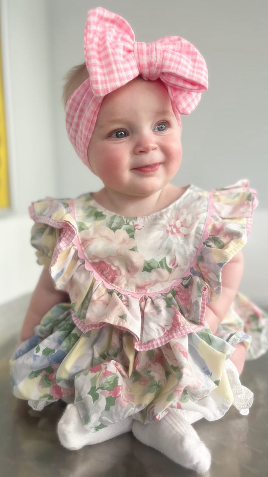 Pink Gingham Oversized Topknot