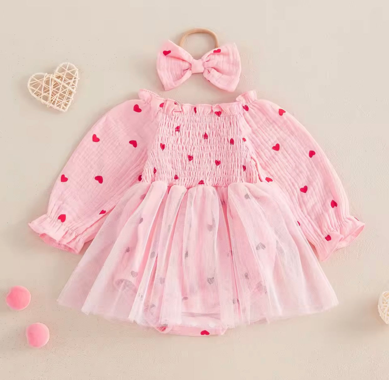 Heart Tulle Dress & Headband