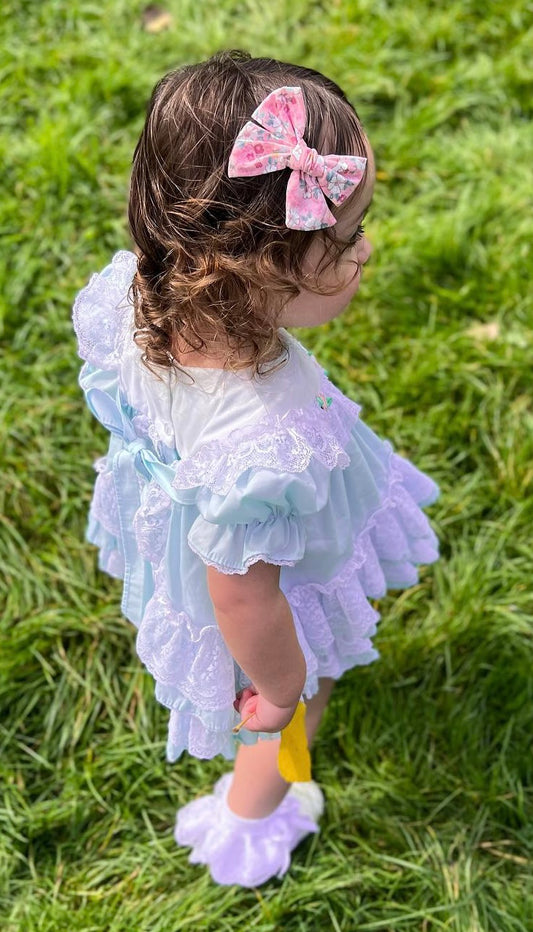 Pink Floral Bow - Clip