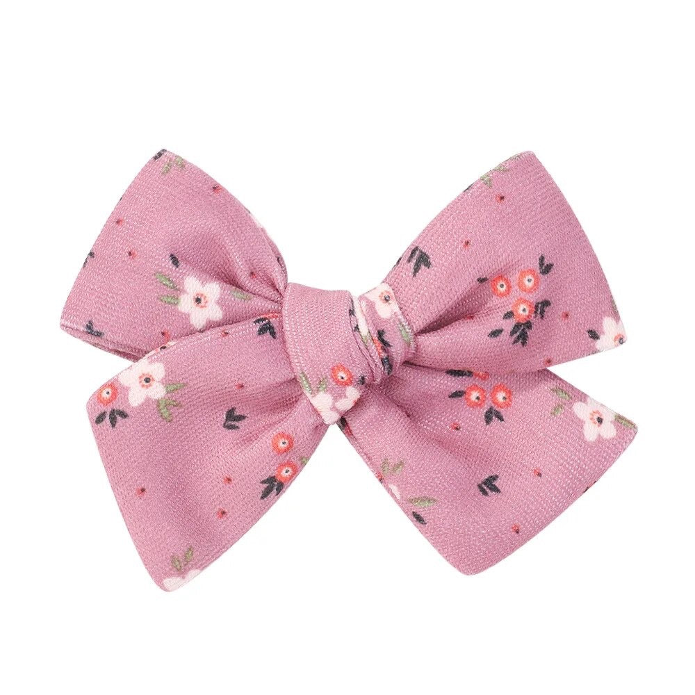 Purple Floral Bow - Clip