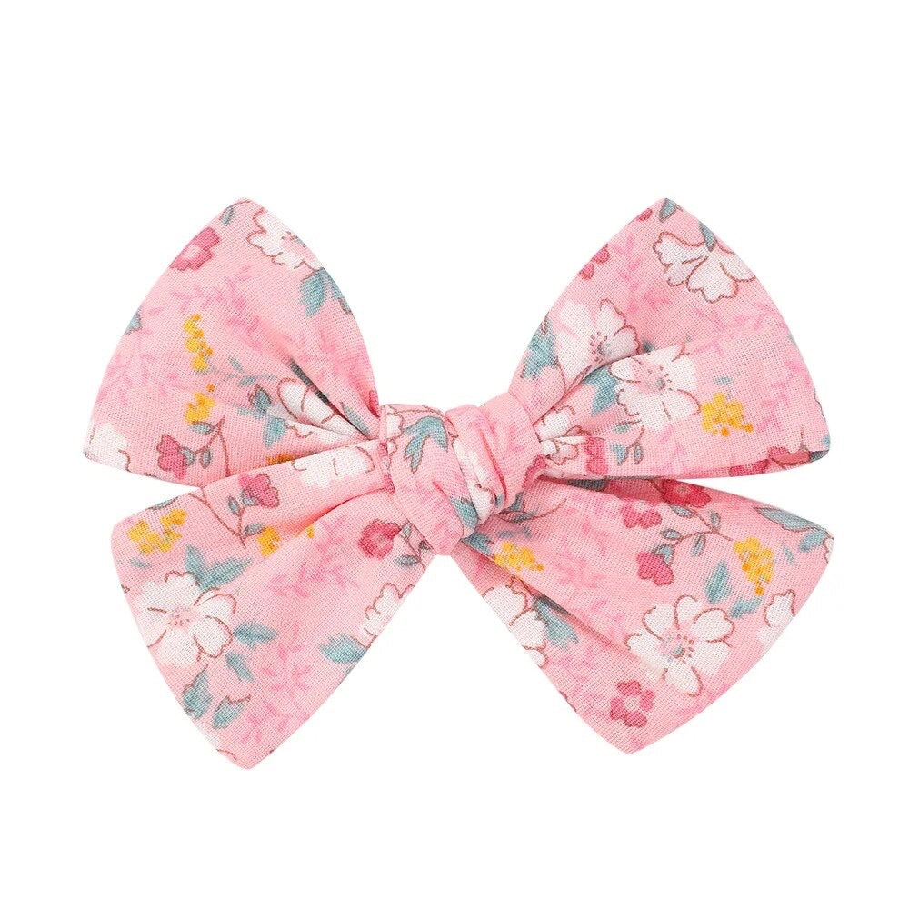 Pink Floral Bow - Clip