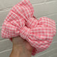 Pink Gingham Oversized Topknot