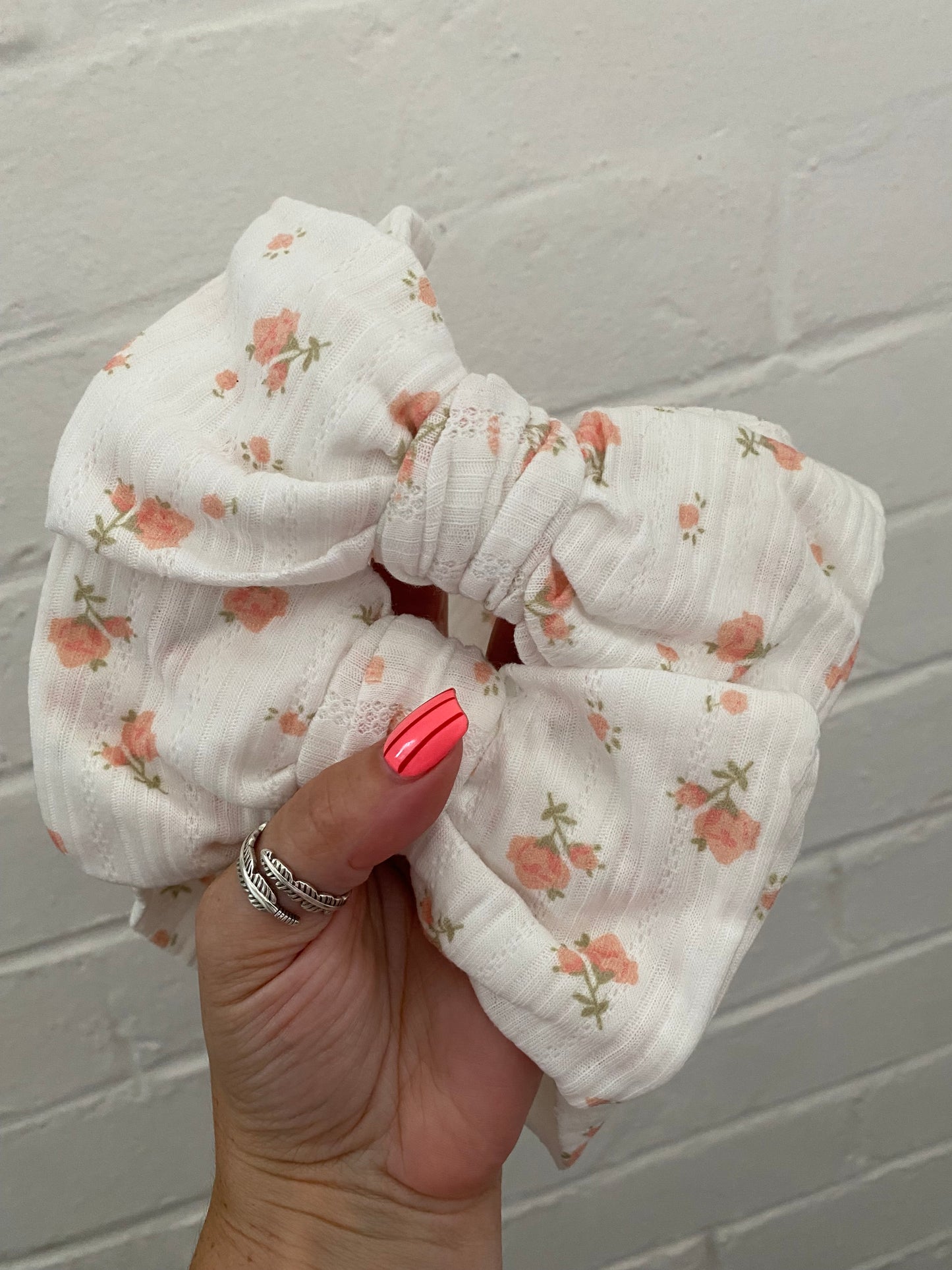 Ditsy Peach Oversized Topknot