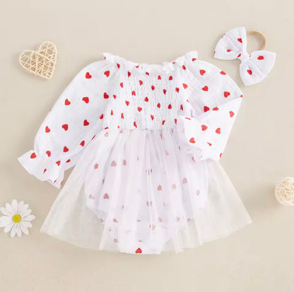 Heart Tulle Dress & Headband