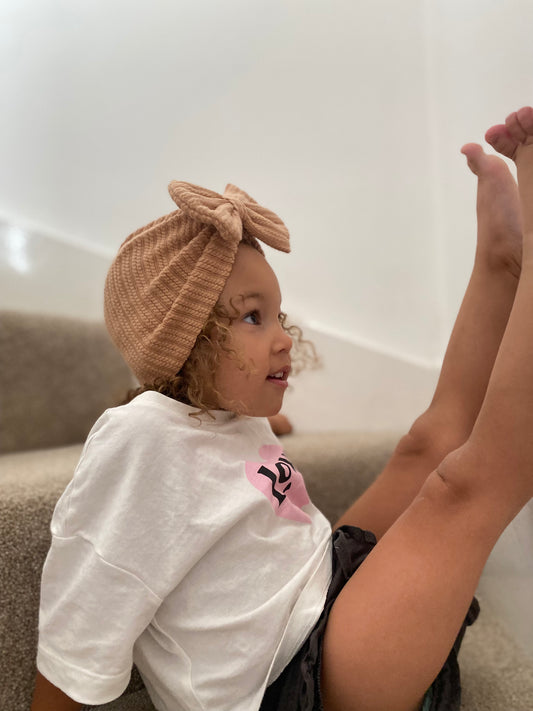 Knitted Bow Turban - Caramel