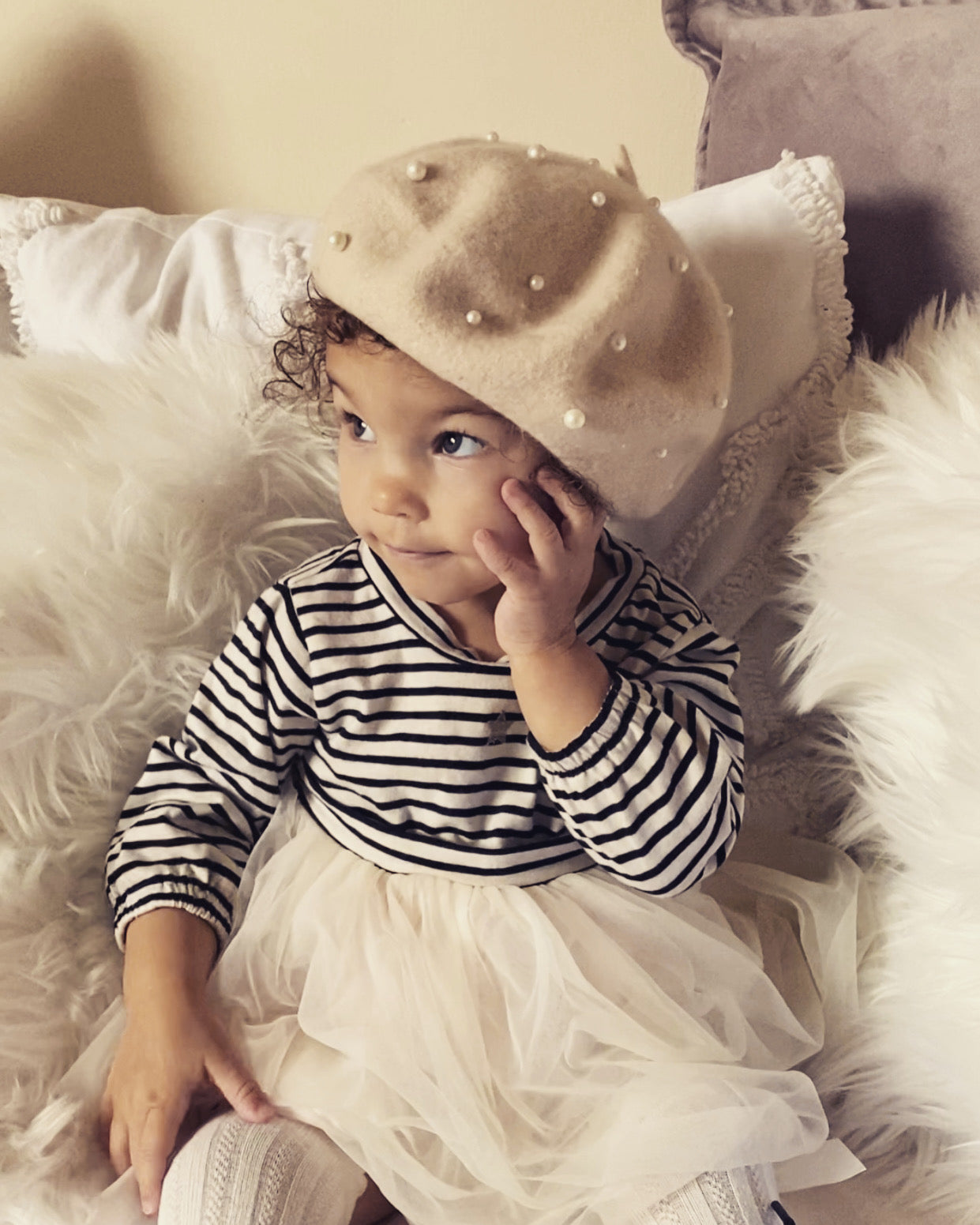 Pearla Beret - Oyster – Pretty Boo London